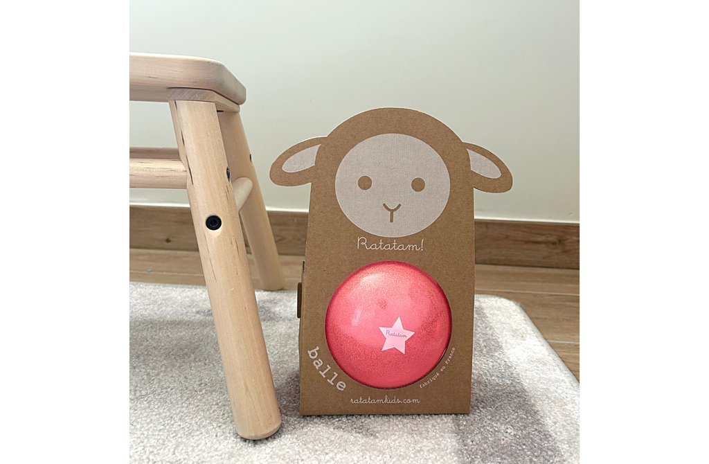 Ballon sensoriel rose pailleté - 10 cm