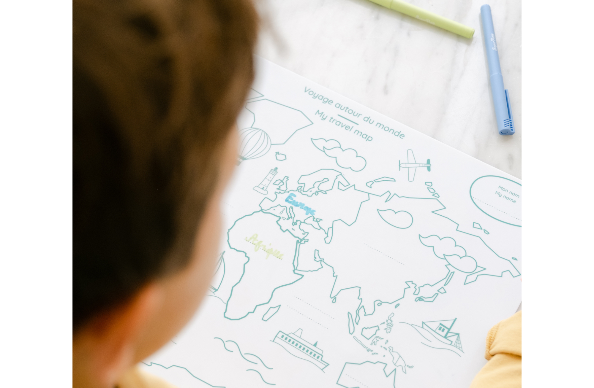 Set en silicone " Mon premier planisphère" (bilingue FR/UK)