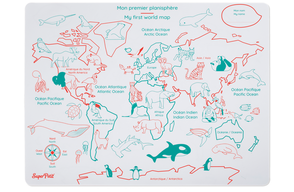 Set en silicone " Mon premier planisphère" (bilingue FR/UK)